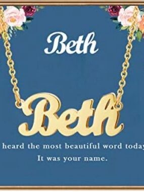 NWOT Beth Name Spelled Out Gold Cursive Necklace Jewelry